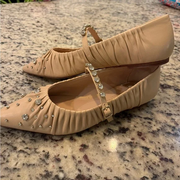 Antonio Melani x Jennifer Symko Lyssa Lou Leather Studded Mary Jane Flats - Picture 6 of 7